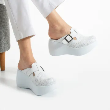 Genuine Leather Balloon Platform Clogs